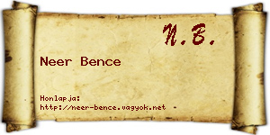 Neer Bence névjegykártya